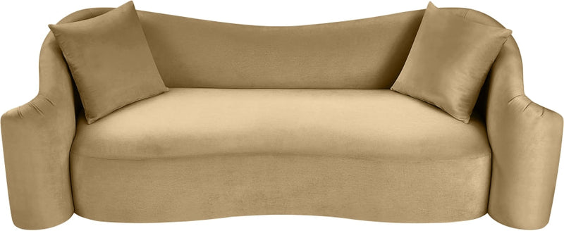 Destin 91" Velvet Upholstered Upholstered Sofa in Camel - 44052Camel-S