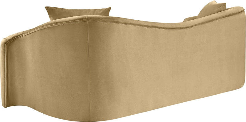 Destin 91" Velvet Upholstered Upholstered Sofa in Camel - 44052Camel-S