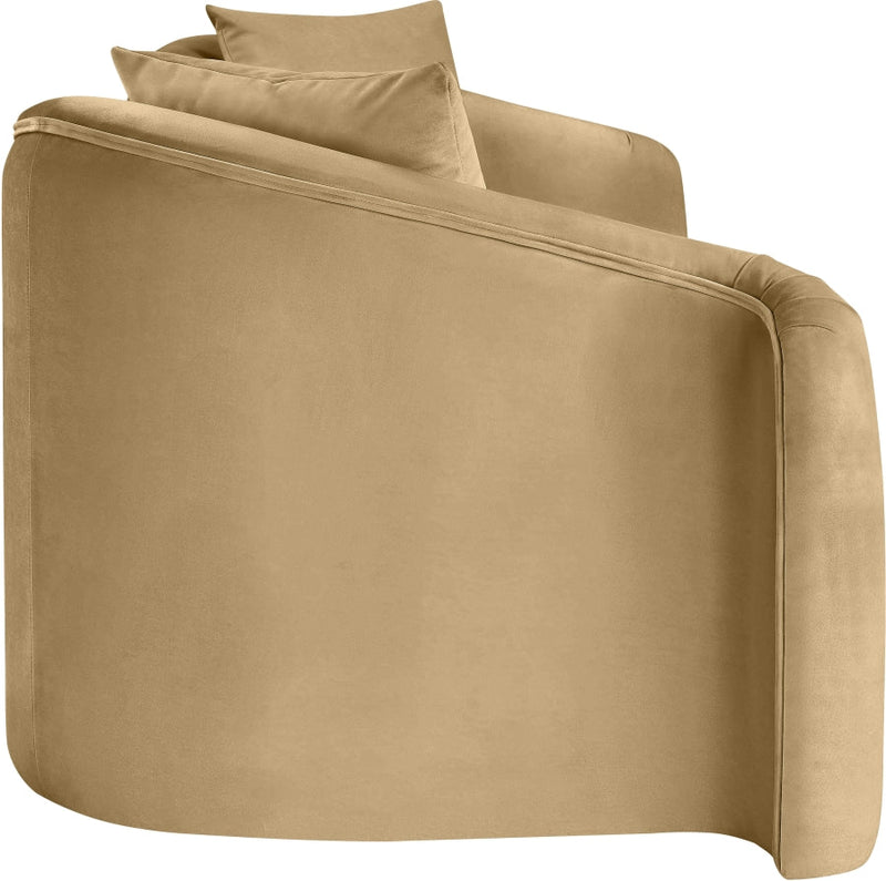 Destin 91" Velvet Upholstered Upholstered Sofa in Camel - 44052Camel-S