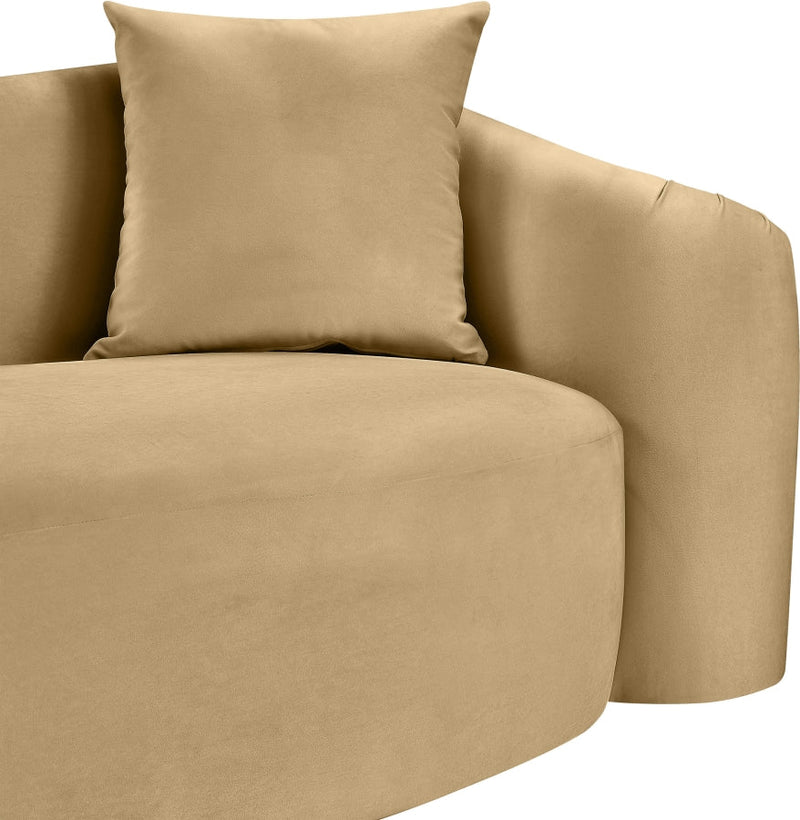 Destin 91" Velvet Upholstered Upholstered Sofa in Camel - 44052Camel-S