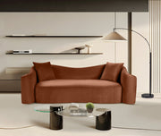 Destin 91" Velvet Upholstered Upholstered Sofa in Cognac - 44052Cognac-S