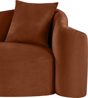 Destin 91" Velvet Upholstered Upholstered Sofa in Cognac - 44052Cognac-S