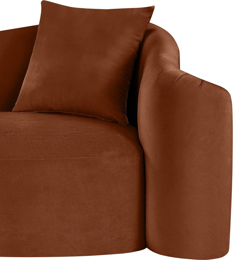 Destin 91" Velvet Upholstered Upholstered Sofa in Cognac - 44052Cognac-S
