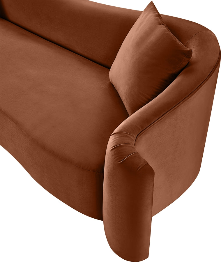 Destin 91" Velvet Upholstered Upholstered Sofa in Cognac - 44052Cognac-S