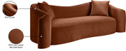 Destin 91" Velvet Upholstered Upholstered Sofa in Cognac - 44052Cognac-S