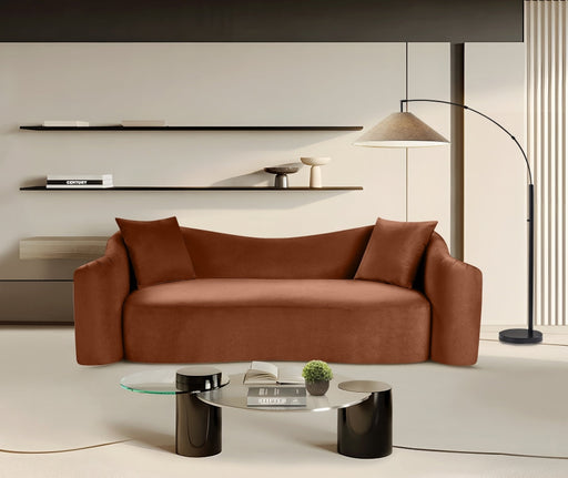 Destin 91" Velvet Upholstered Upholstered Sofa in Cognac - 44052Cognac-S