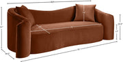Destin 91" Velvet Upholstered Upholstered Sofa in Cognac - 44052Cognac-S