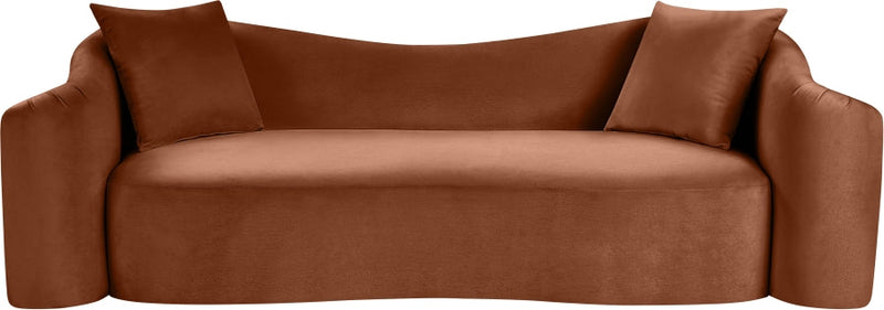 Destin 91" Velvet Upholstered Upholstered Sofa in Cognac - 44052Cognac-S