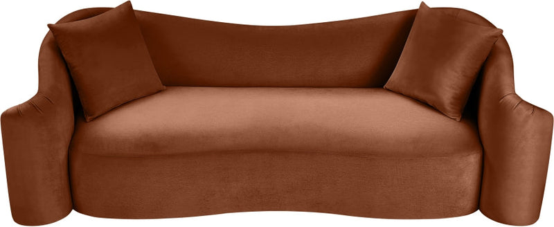 Destin 91" Velvet Upholstered Upholstered Sofa in Cognac - 44052Cognac-S