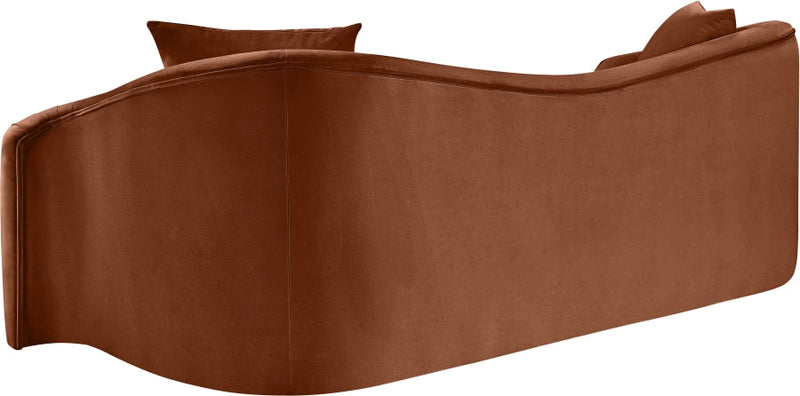 Destin 91" Velvet Upholstered Upholstered Sofa in Cognac - 44052Cognac-S