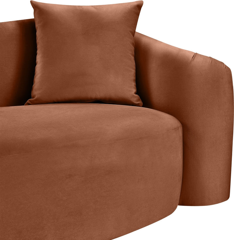 Destin 91" Velvet Upholstered Upholstered Sofa in Cognac - 44052Cognac-S