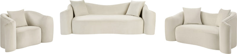 Destin 91" Velvet Upholstered Upholstered Sofa in Cream - 44052Cream-S