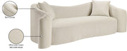 Destin 91" Velvet Upholstered Upholstered Sofa in Cream - 44052Cream-S