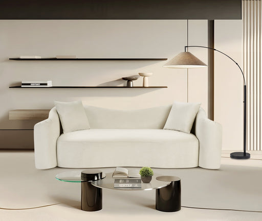 Destin 91" Velvet Upholstered Upholstered Sofa in Cream - 44052Cream-S