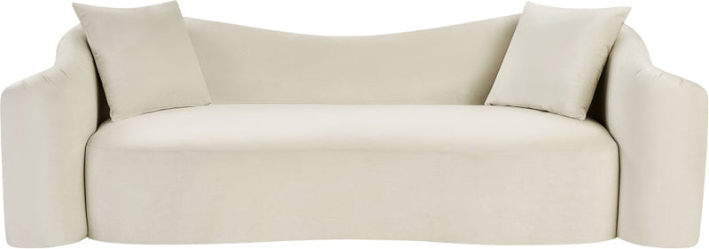 Destin 91" Velvet Upholstered Upholstered Sofa in Cream - 44052Cream-S