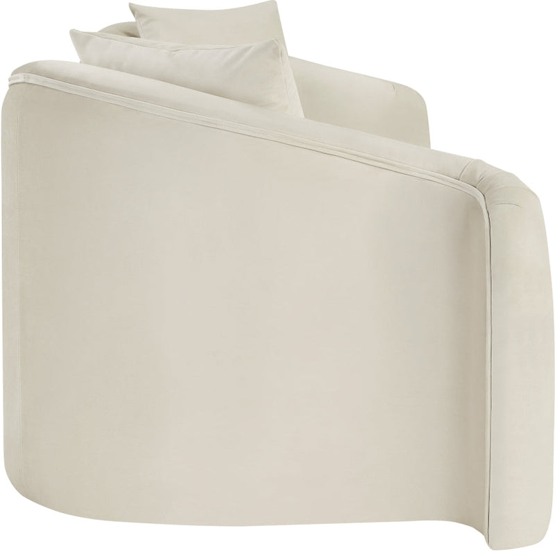Destin 91" Velvet Upholstered Upholstered Sofa in Cream - 44052Cream-S