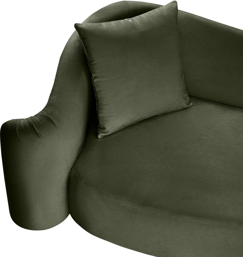 Destin 91" Velvet Upholstered Upholstered Sofa in Green - 44052Green-S