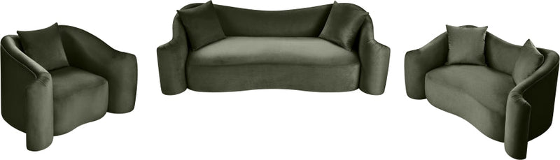 Destin 91" Velvet Upholstered Upholstered Sofa in Green - 44052Green-S