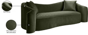 Destin 91" Velvet Upholstered Upholstered Sofa in Green - 44052Green-S