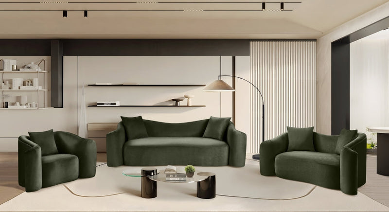 Destin 91" Velvet Upholstered Upholstered Sofa in Green - 44052Green-S