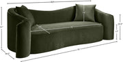 Destin 91" Velvet Upholstered Upholstered Sofa in Green - 44052Green-S