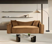 Destin 91" Velvet Upholstered Upholstered Sofa in Saddle - 44052Saddle-S