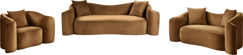 Destin 91" Velvet Upholstered Upholstered Sofa in Saddle - 44052Saddle-S