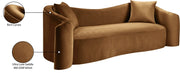 Destin 91" Velvet Upholstered Upholstered Sofa in Saddle - 44052Saddle-S
