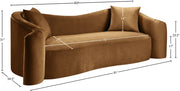 Destin 91" Velvet Upholstered Upholstered Sofa in Saddle - 44052Saddle-S