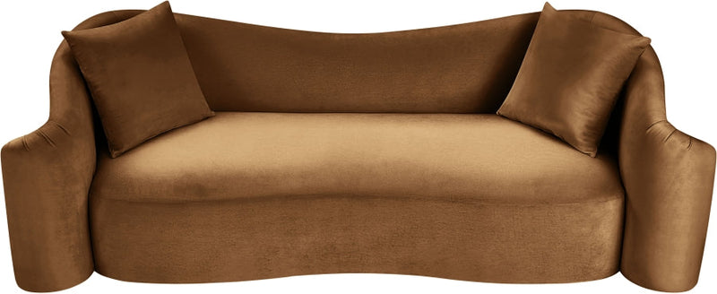 Destin 91" Velvet Upholstered Upholstered Sofa in Saddle - 44052Saddle-S