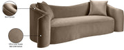 Destin 91" Velvet Upholstered Upholstered Sofa in Taupe - 44052Taupe-S