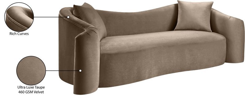 Destin 91" Velvet Upholstered Upholstered Sofa in Taupe - 44052Taupe-S
