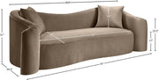 Destin 91" Velvet Upholstered Upholstered Sofa in Taupe - 44052Taupe-S