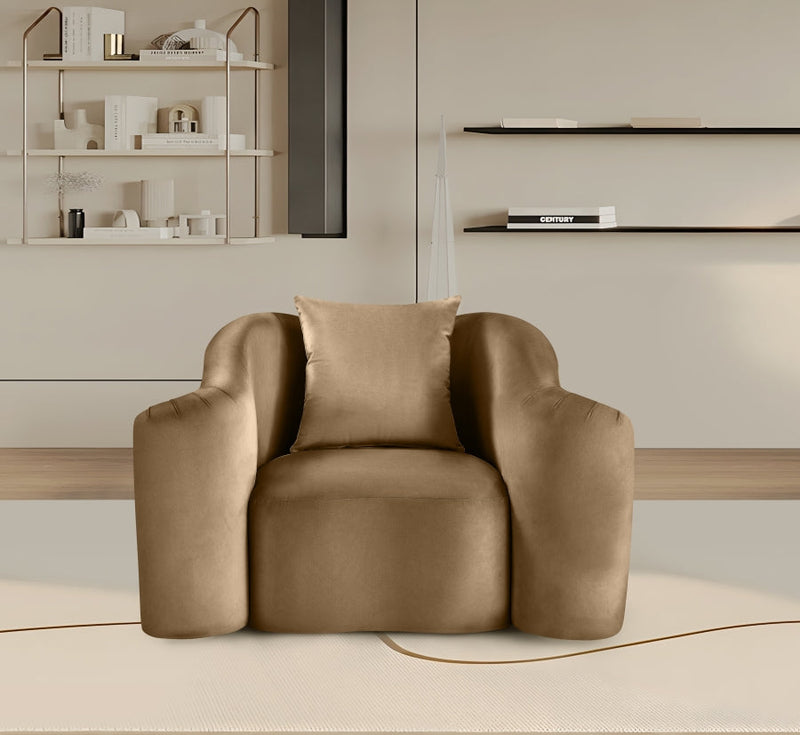 Destin Velvet Upholstered Accent Chair in Beige - 44052Beige-C