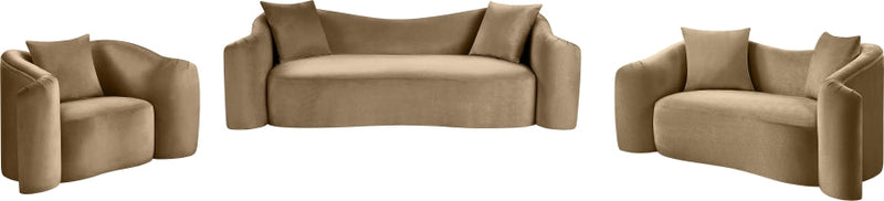 Destin Velvet Upholstered Accent Chair in Beige - 44052Beige-C