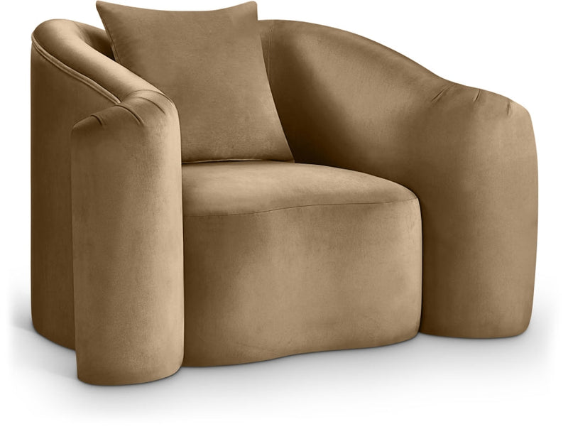 Destin Velvet Upholstered Accent Chair in Beige - 44052Beige-C