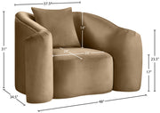 Destin Velvet Upholstered Accent Chair in Beige - 44052Beige-C