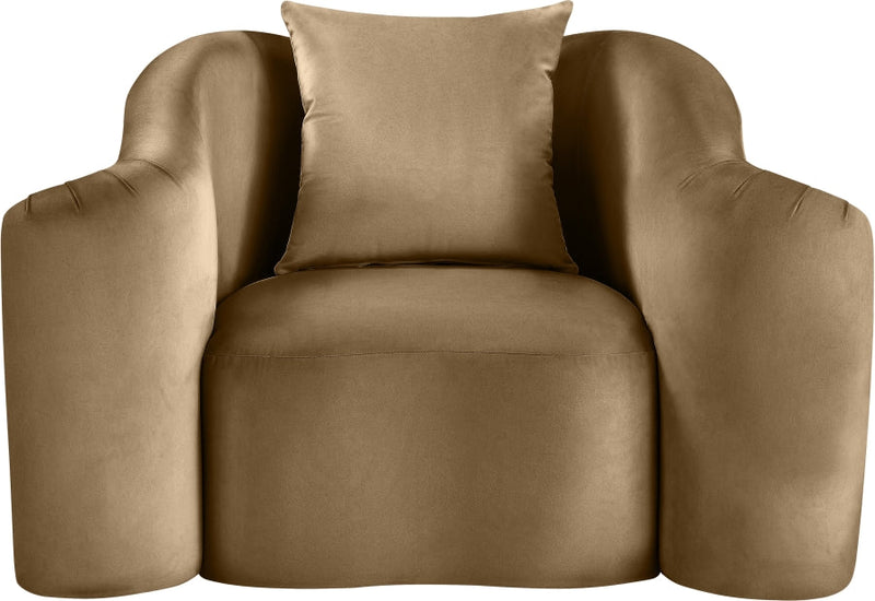 Destin Velvet Upholstered Accent Chair in Beige - 44052Beige-C