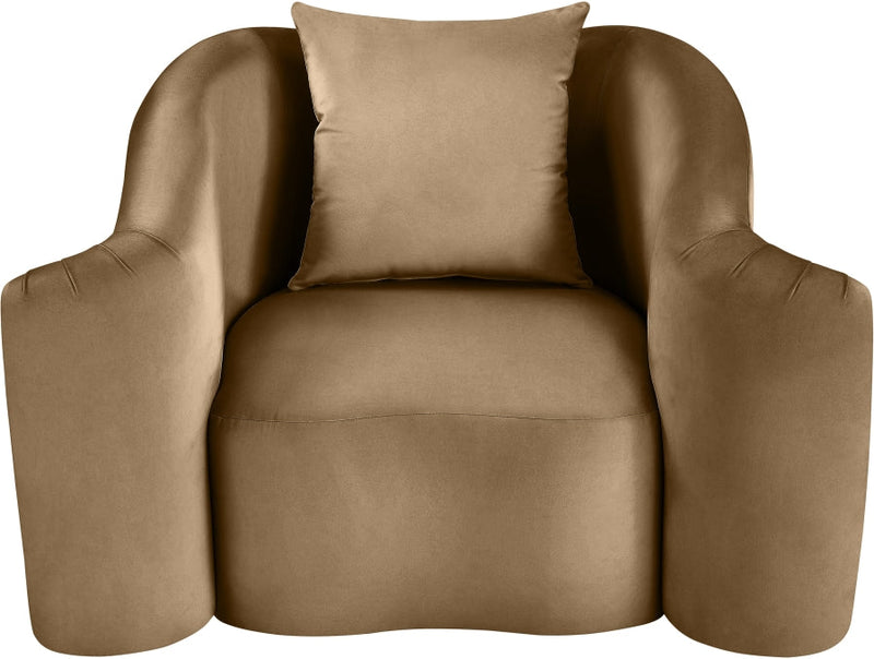 Destin Velvet Upholstered Accent Chair in Beige - 44052Beige-C
