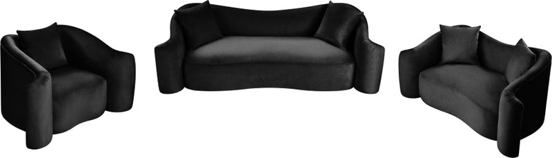 Destin Velvet Upholstered Accent Chair in Black - 44052Black-C