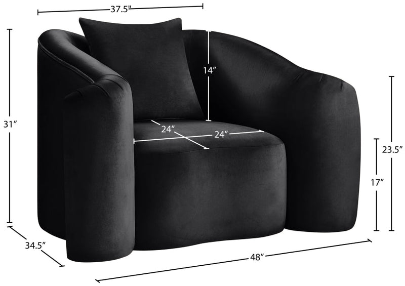 Destin Velvet Upholstered Accent Chair in Black - 44052Black-C