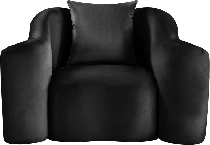 Destin Velvet Upholstered Accent Chair in Black - 44052Black-C