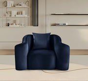 Destin Velvet Upholstered Accent Chair in Blue - 44052Navy-C