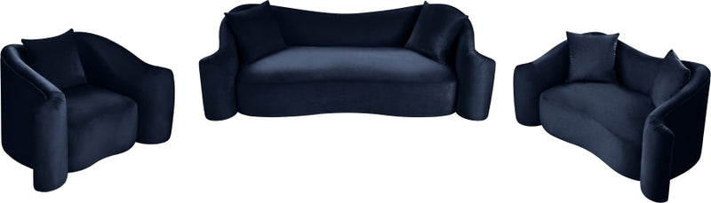 Destin Velvet Upholstered Accent Chair in Blue - 44052Navy-C