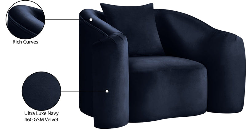 Destin Velvet Upholstered Accent Chair in Blue - 44052Navy-C