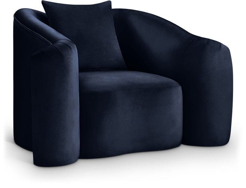 Destin Velvet Upholstered Accent Chair in Blue - 44052Navy-C