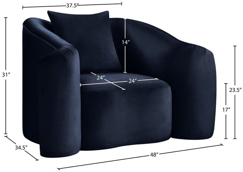 Destin Velvet Upholstered Accent Chair in Blue - 44052Navy-C
