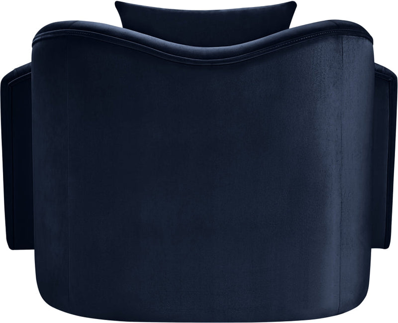 Destin Velvet Upholstered Accent Chair in Blue - 44052Navy-C