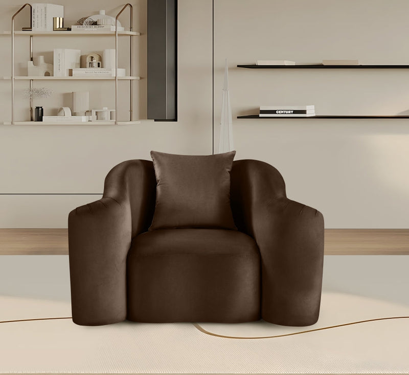 Destin Velvet Upholstered Accent Chair in Brown - 44052Brown-C