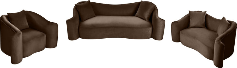 Destin Velvet Upholstered Accent Chair in Brown - 44052Brown-C